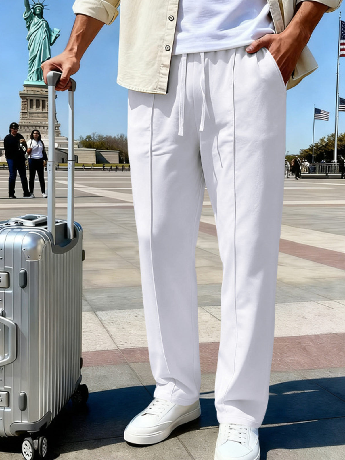 Men's Full Size Drawstring Straight Leg Pants Plus Size