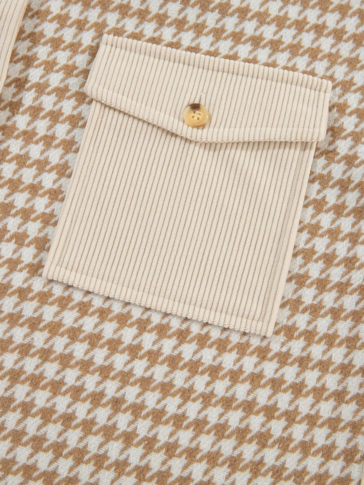 Houndstooth Button-Down Jacket in Beige, view 13