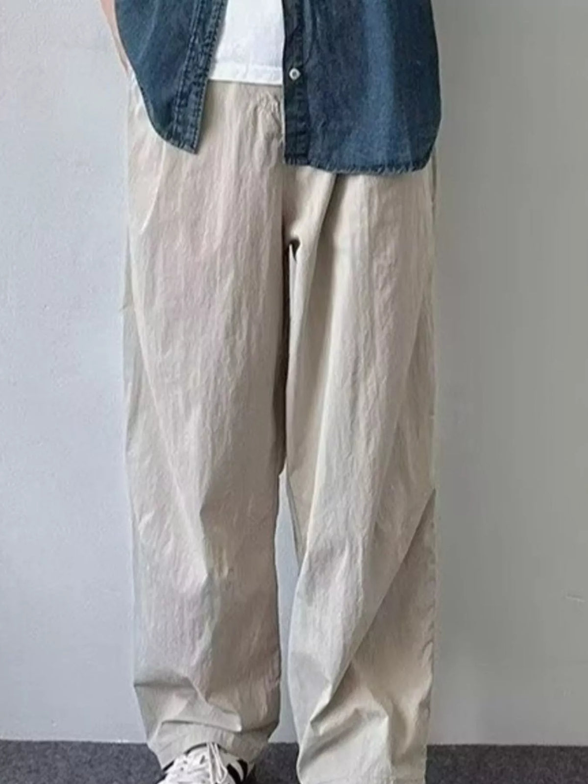 Men's Plus Size Loose Fit Casual Pants in Khaki Color
