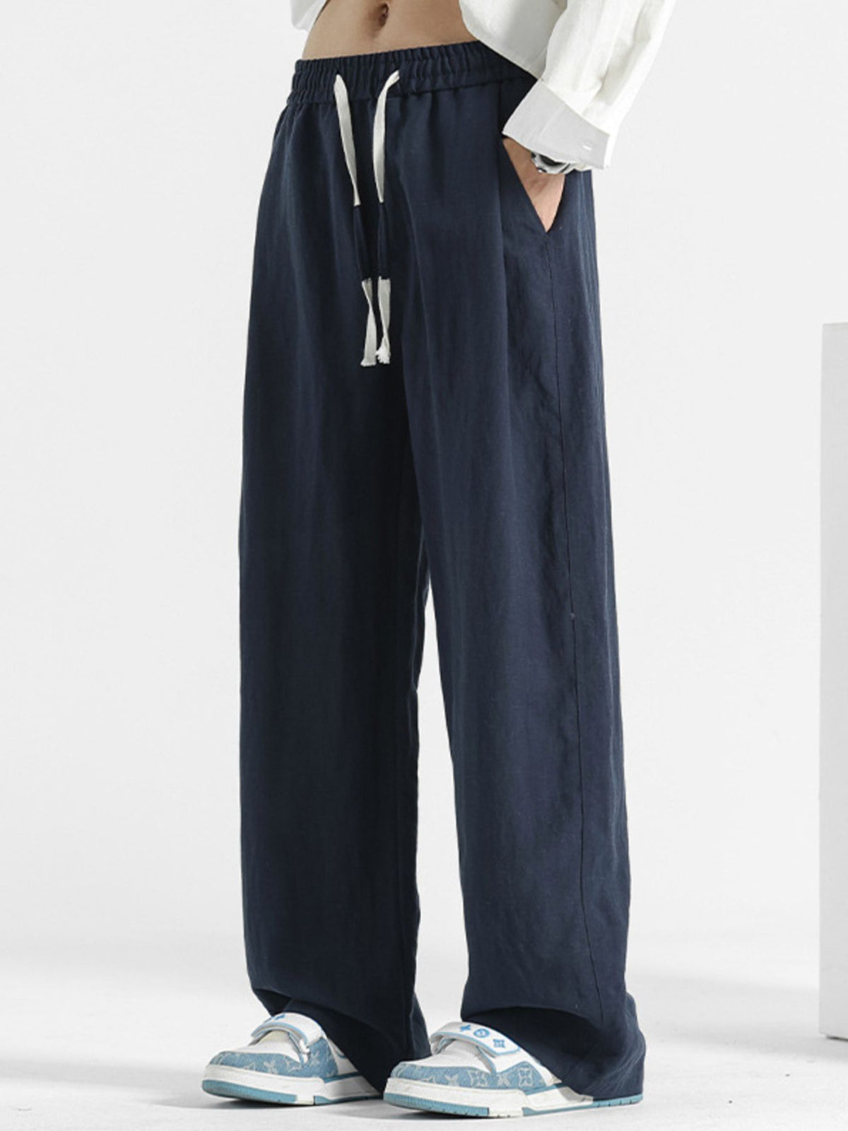 Men's Plus Size Casual Loose Fit Pants in Navy Blue