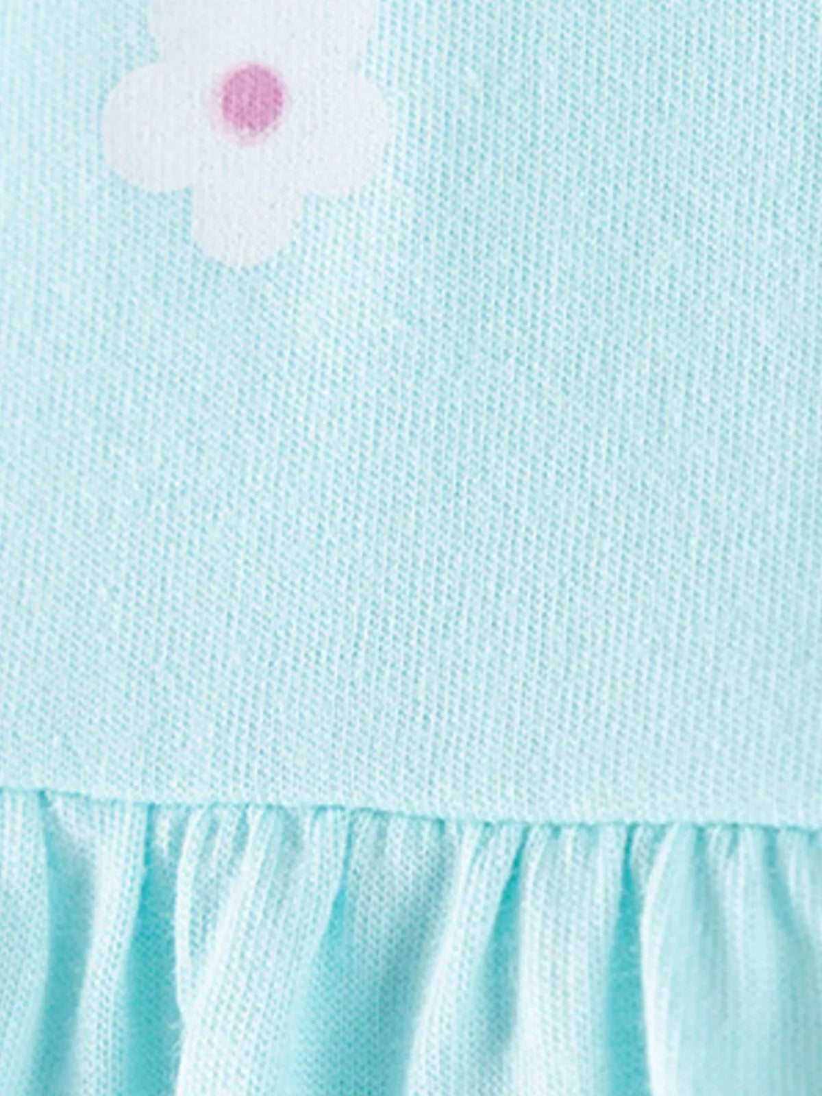 Children's Flower Balloon Sleeve Peplum Top and Pants Set in Pastel Blue, view 4