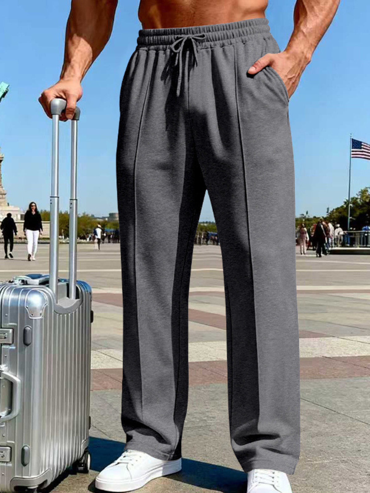 Men's Full Size Drawstring Wide Leg Pants Plus Size