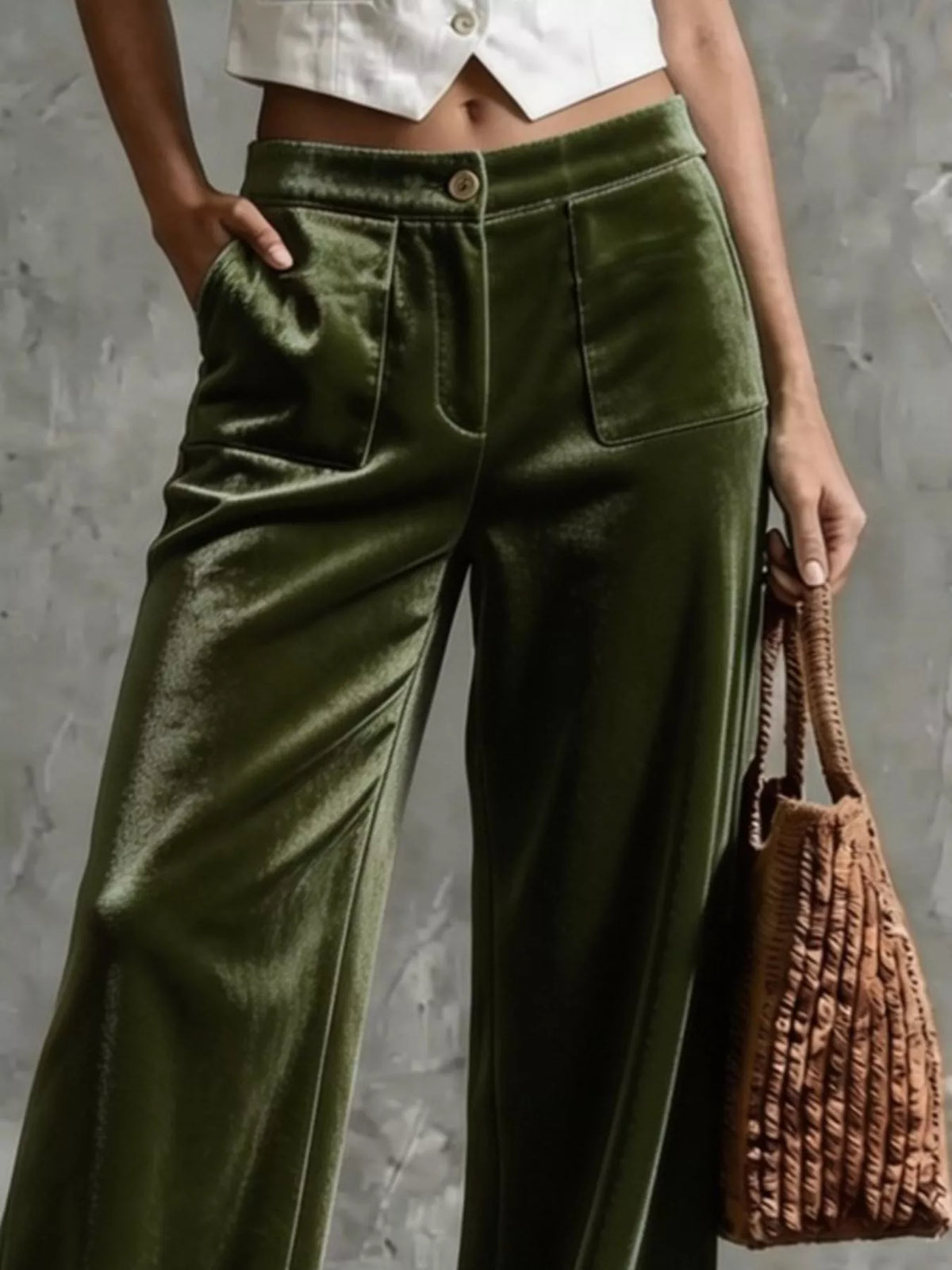 Full Size Velvet Wide-Leg Pants Plus Size - Lilixa.store
