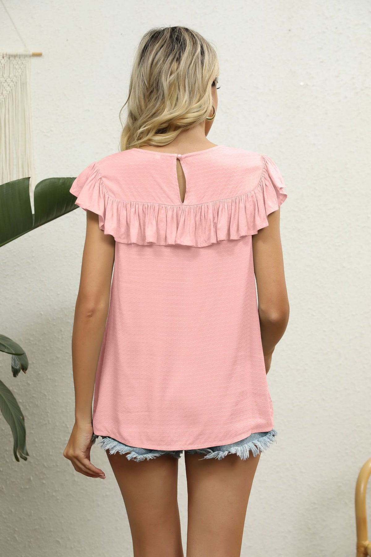 Spliced Lace Ruffled Blouse, view 10