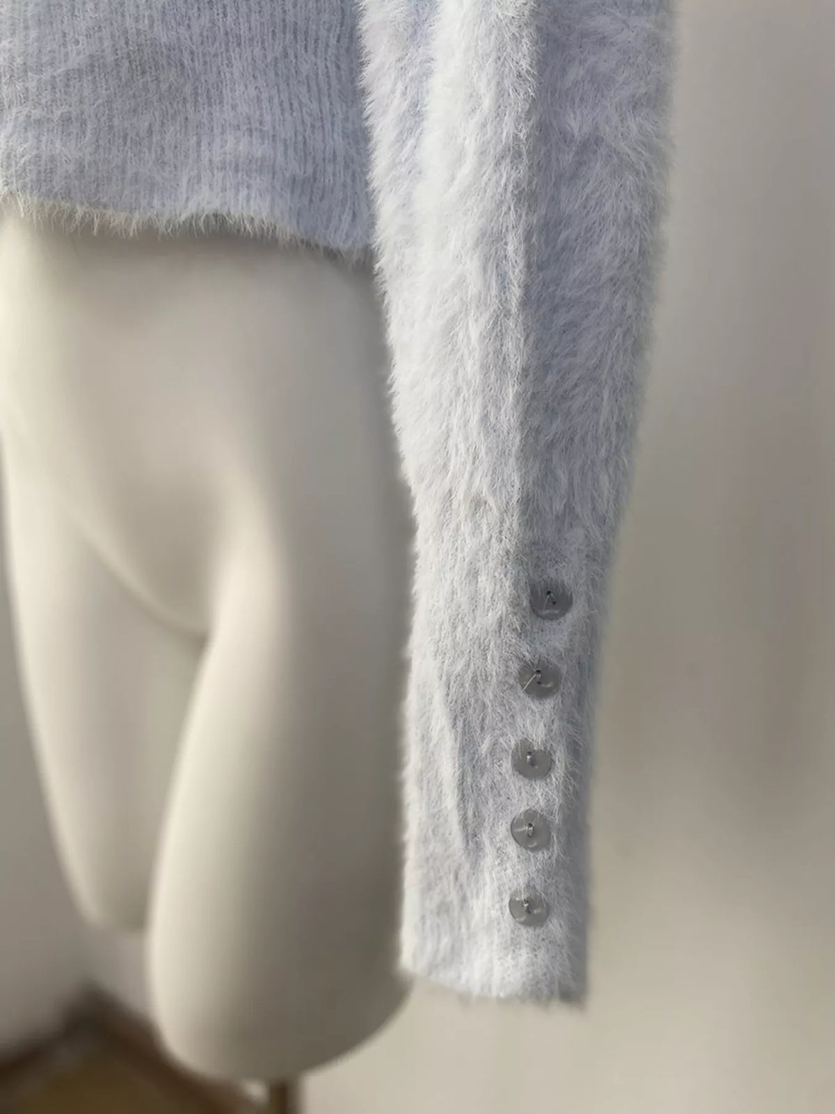 Soft Fuzzy Button-Down Cropped Cardigan, view 16