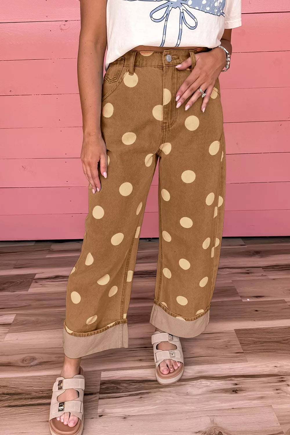 Polka Dot Wide Leg Jeans - Lilixa.store