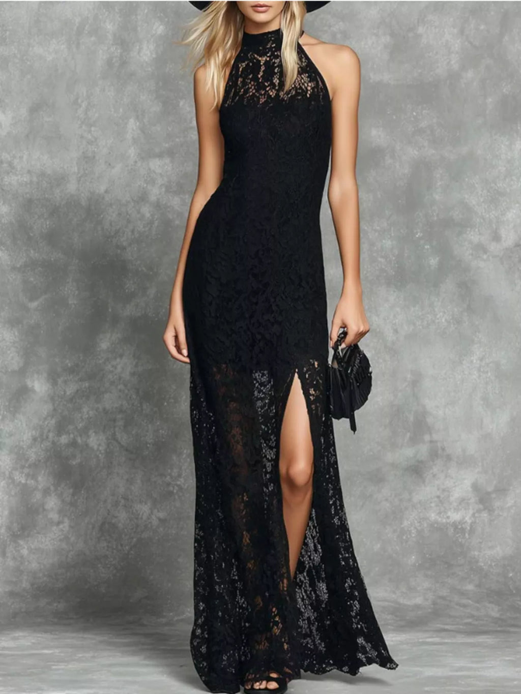Slit Lace Sleeveless Maxi Dress – image 1 | Lilixa Spooky Season