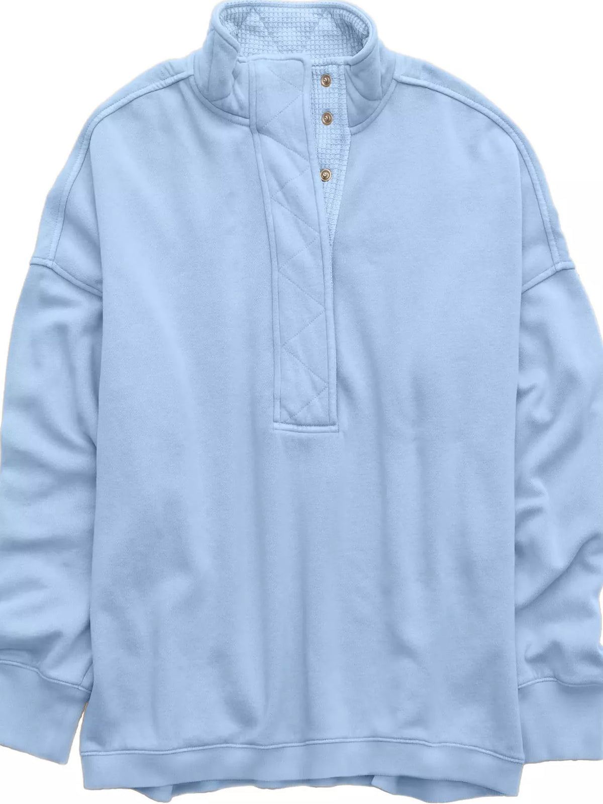 Half Snap Dropped Shoulder Sweatshirt - Lilixa.store