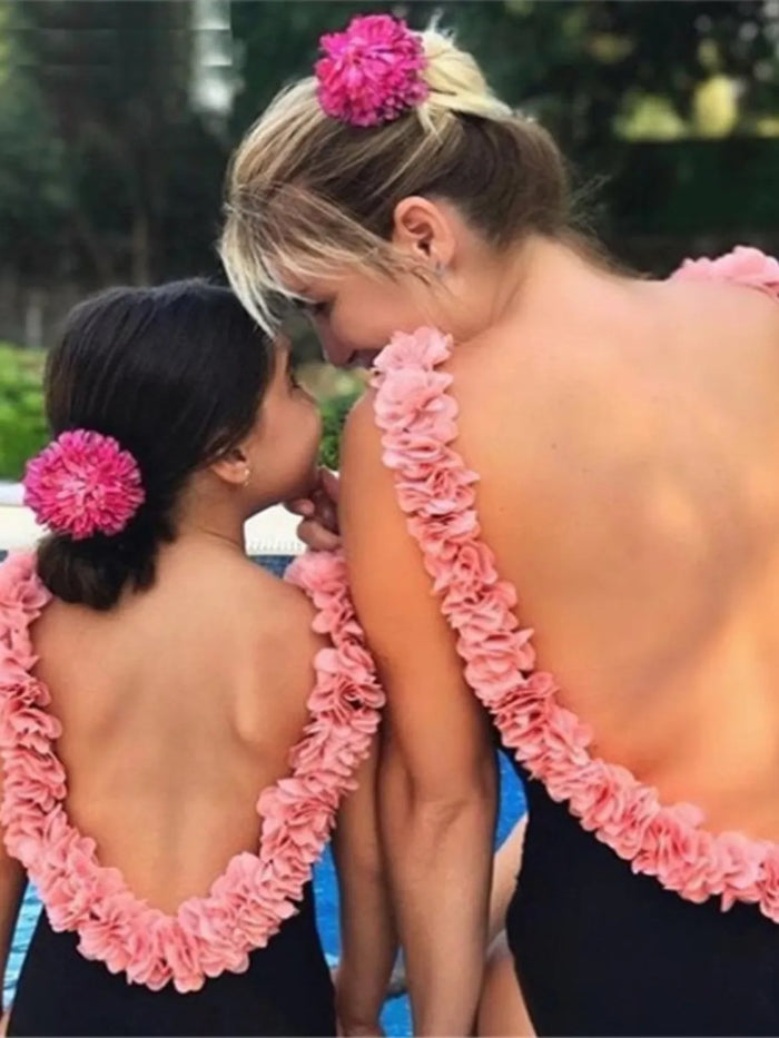 Backless Petal Strap Parent-Child Swimsuit - Lilixa.store