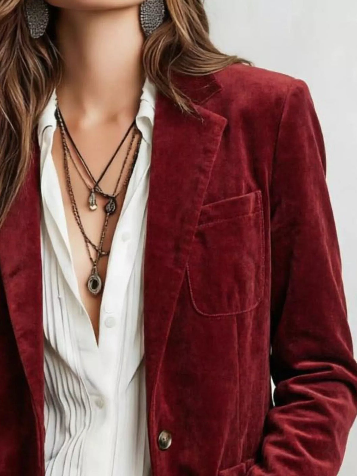 Full Size Slim Fit Suede Long Sleeve Blazer Plus Size - Lilixa.store