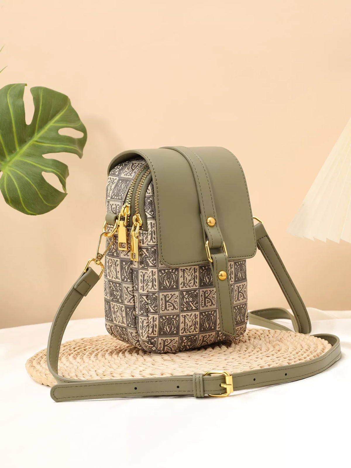 Printed Flap Crossbody Bag