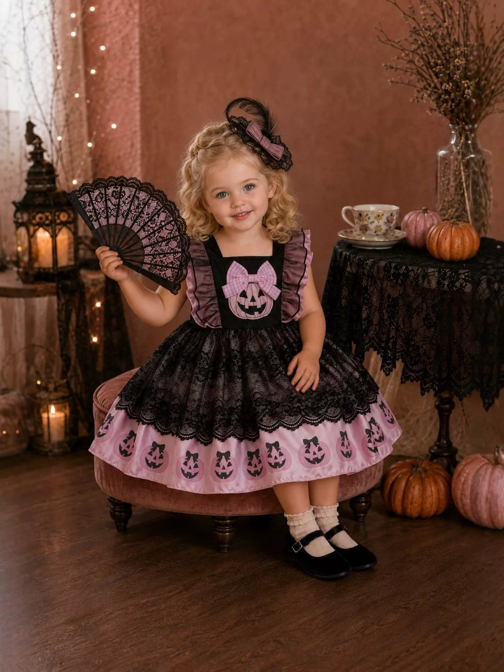 Children's Halloween Lolita Style Pumpkin Print Dress - Lilixa.store