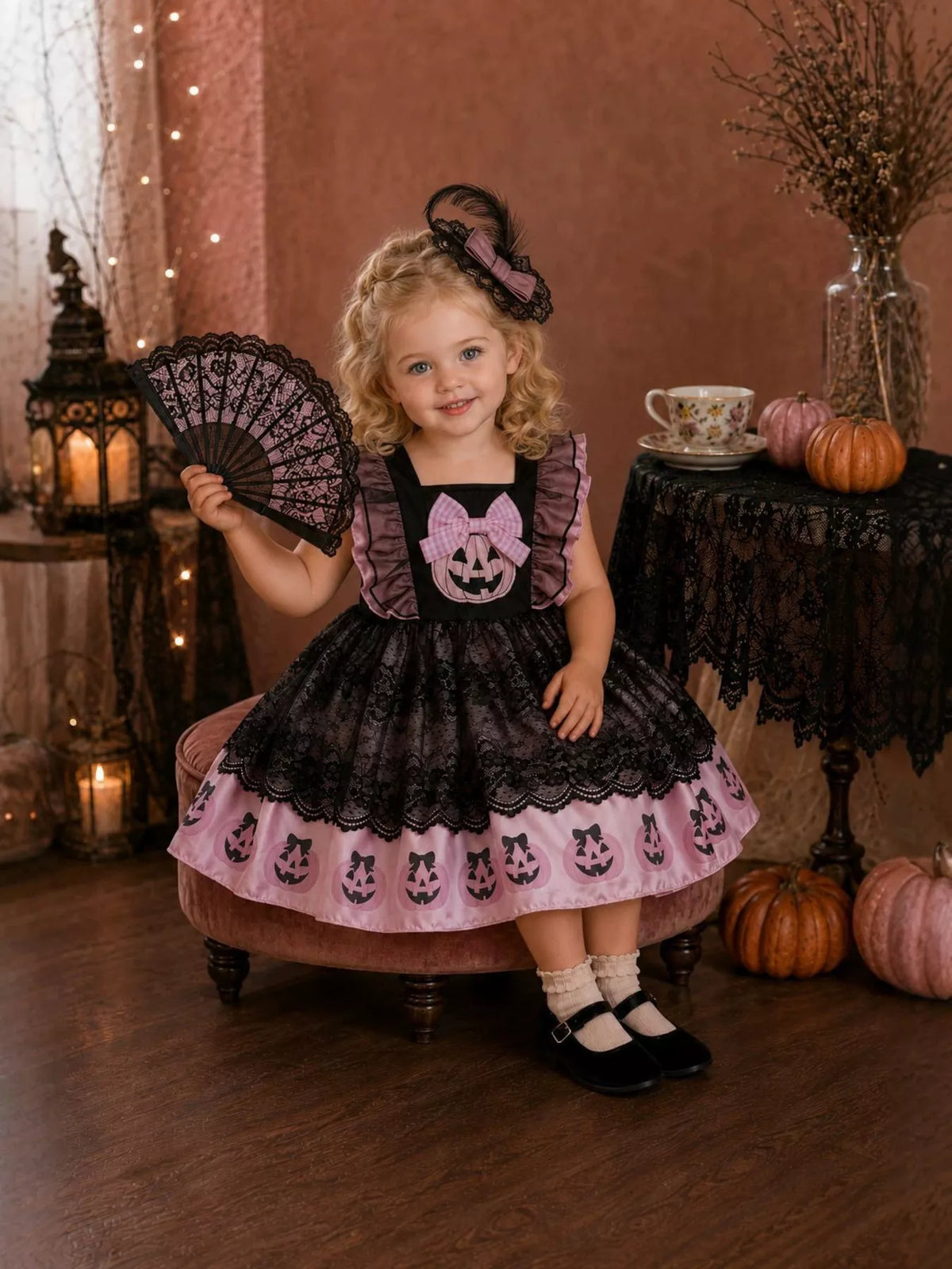 Children's Halloween Lolita Style Pumpkin Print Dress - Lilixa.store