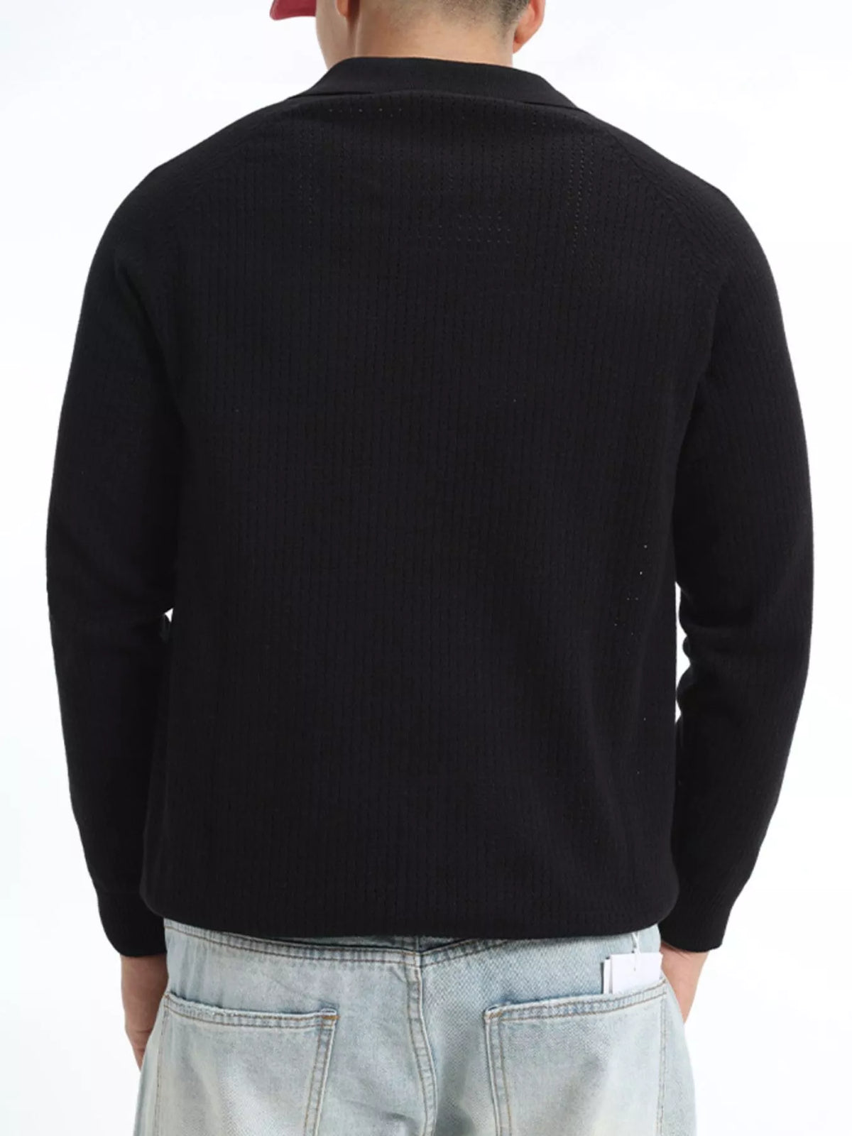 Men's Plus Size Textured Polo Collar Knit Top - Lilixa.store