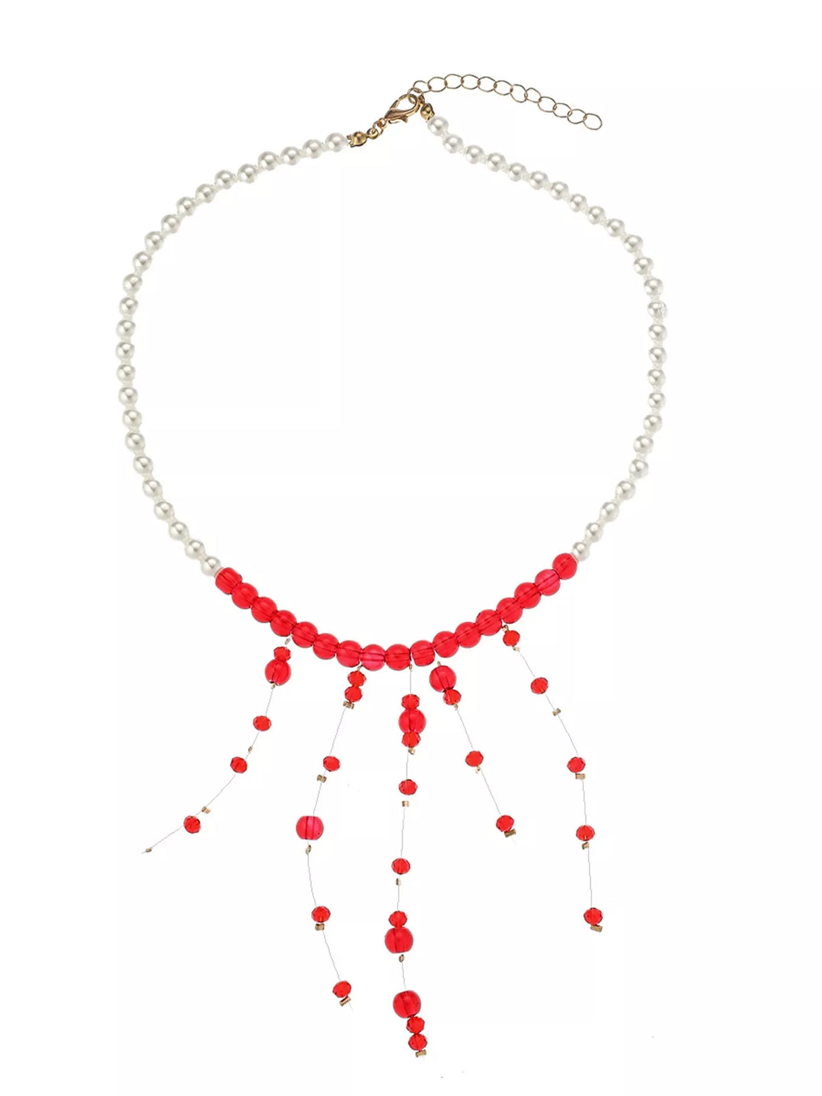 Pearl Beaded Dangle Necklace - Lilixa.store