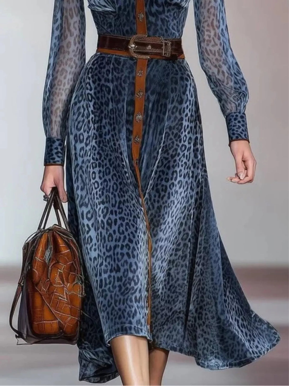 Leopard Print Shirt Dress with Contrast Trim - Lilixa.store