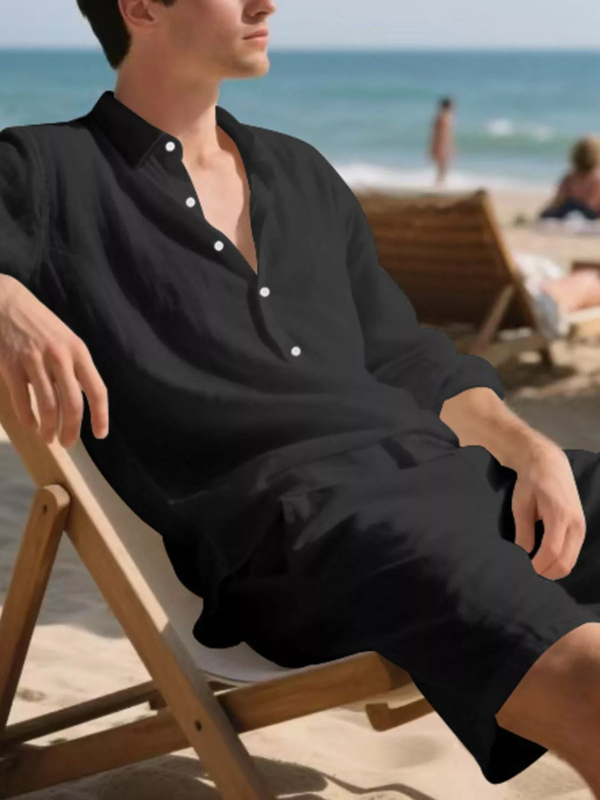 Men's Full Size Casual Button-Down Shirt and Shorts Set Plus Size