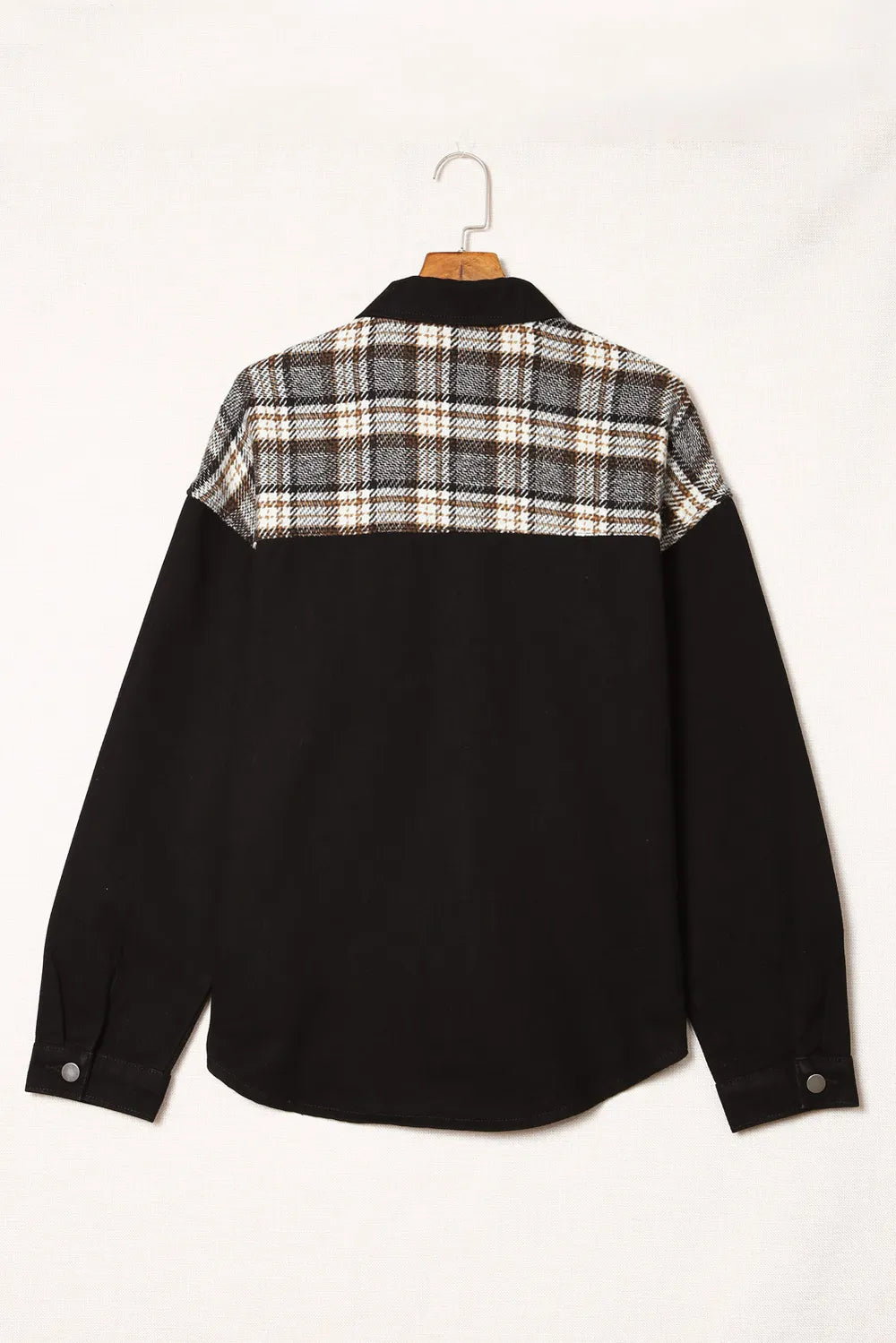 Plaid Pocketed Button Up Denim Jacket - Lilixa.store