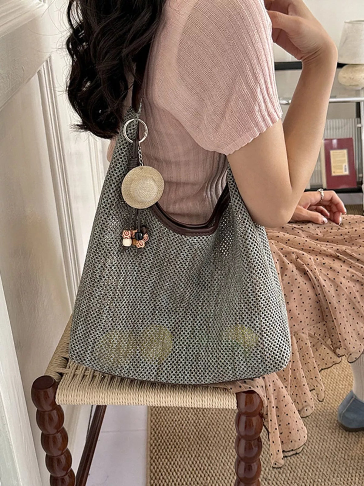 Textured Woven Shoulder Bag - Lilixa.store