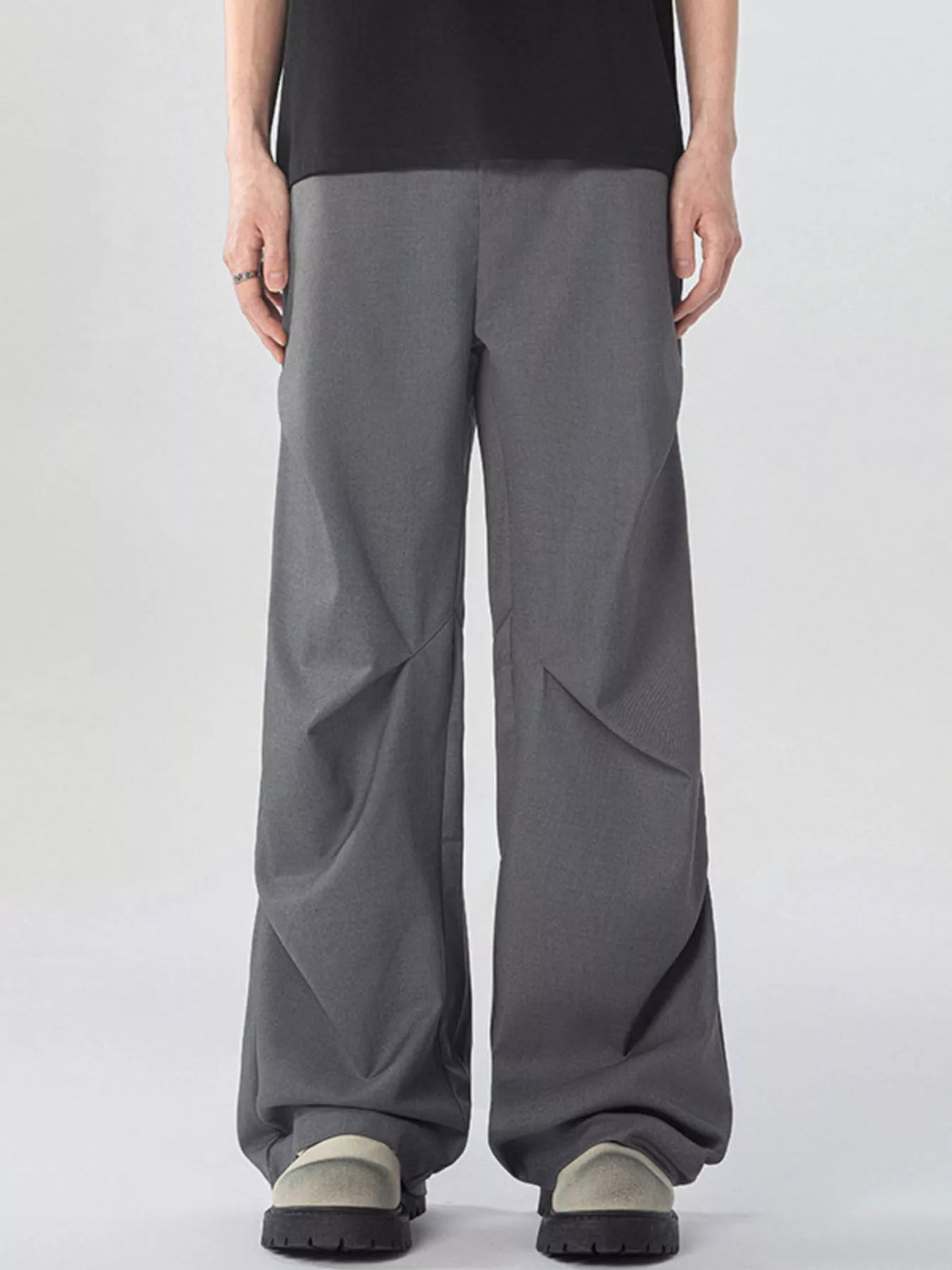 Men's Full Size Wide Leg Cargo Pants Plus Size in Dark Gray