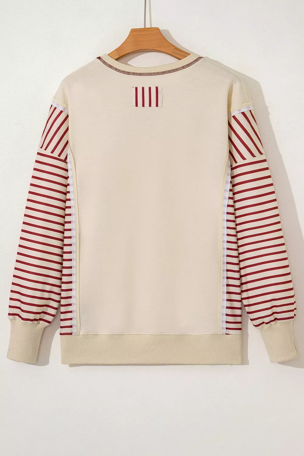 Slit Striped Long Sleeve Sweatshirt - Lilixa.store