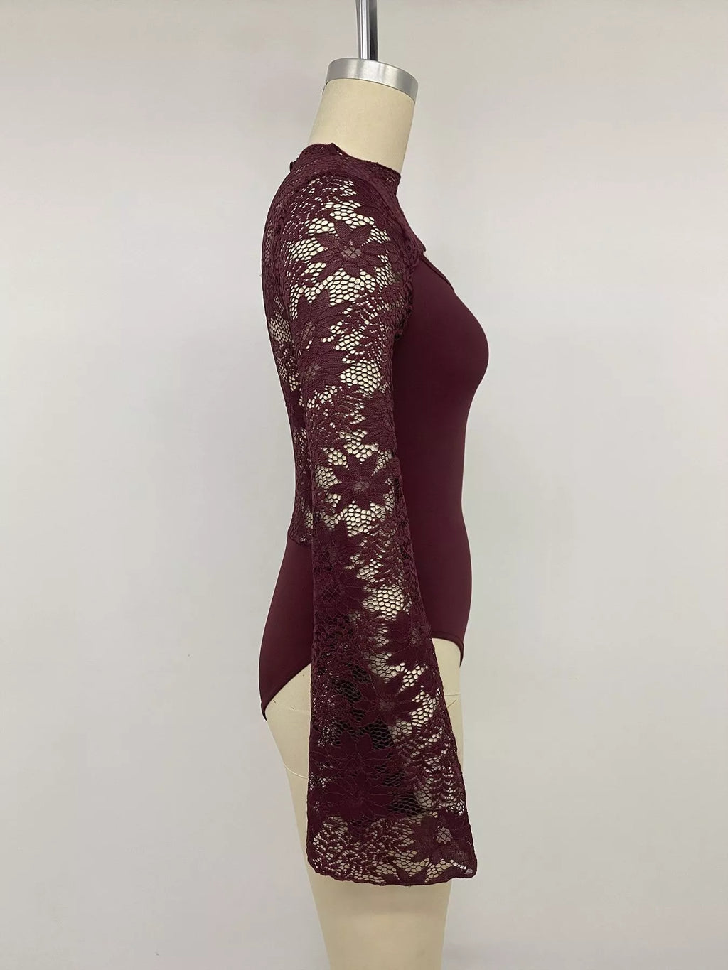 Lace Cut-out Flare Sleeve Bodysuit - Lilixa.store