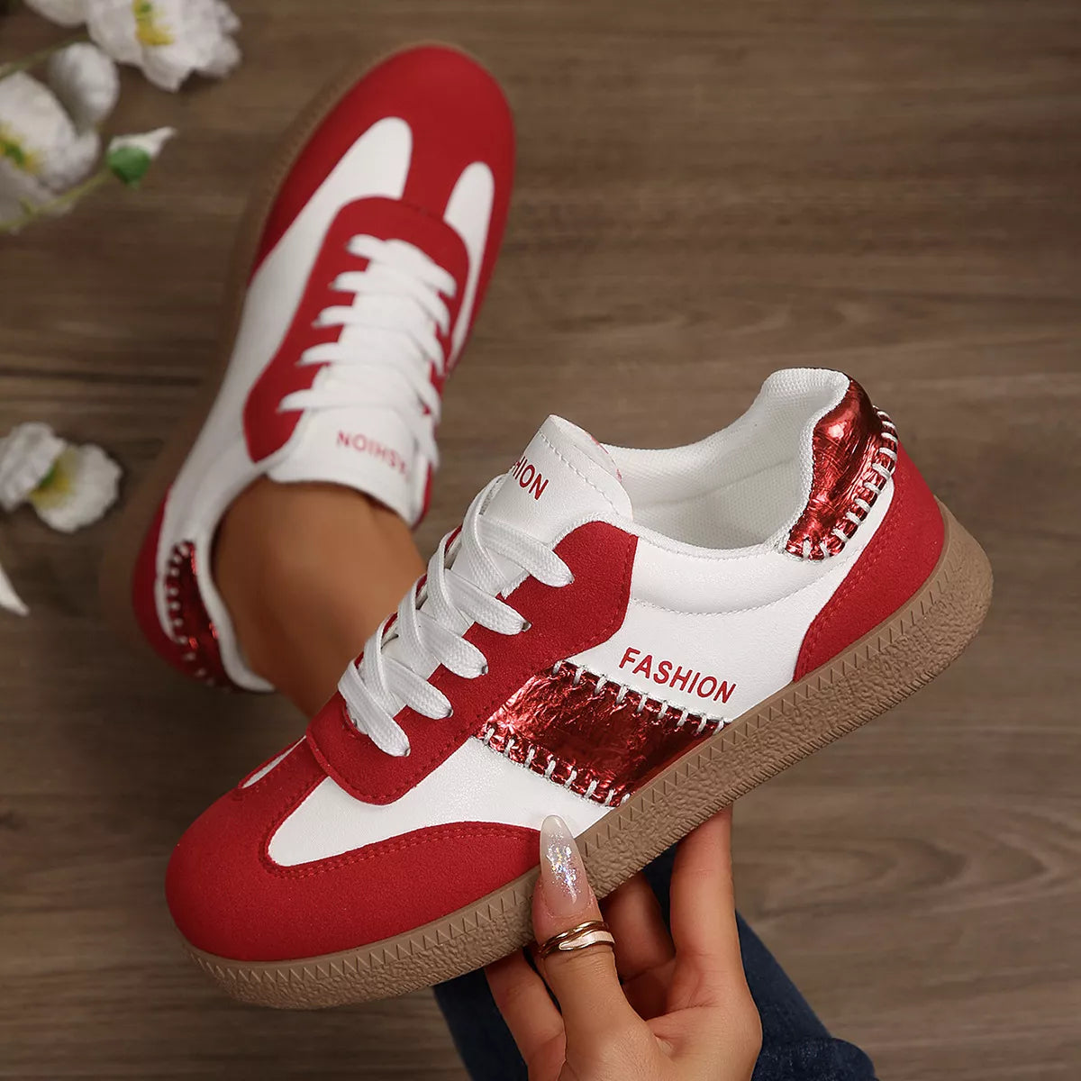 Lace-Up Flats Sneakers - Lilixa.store