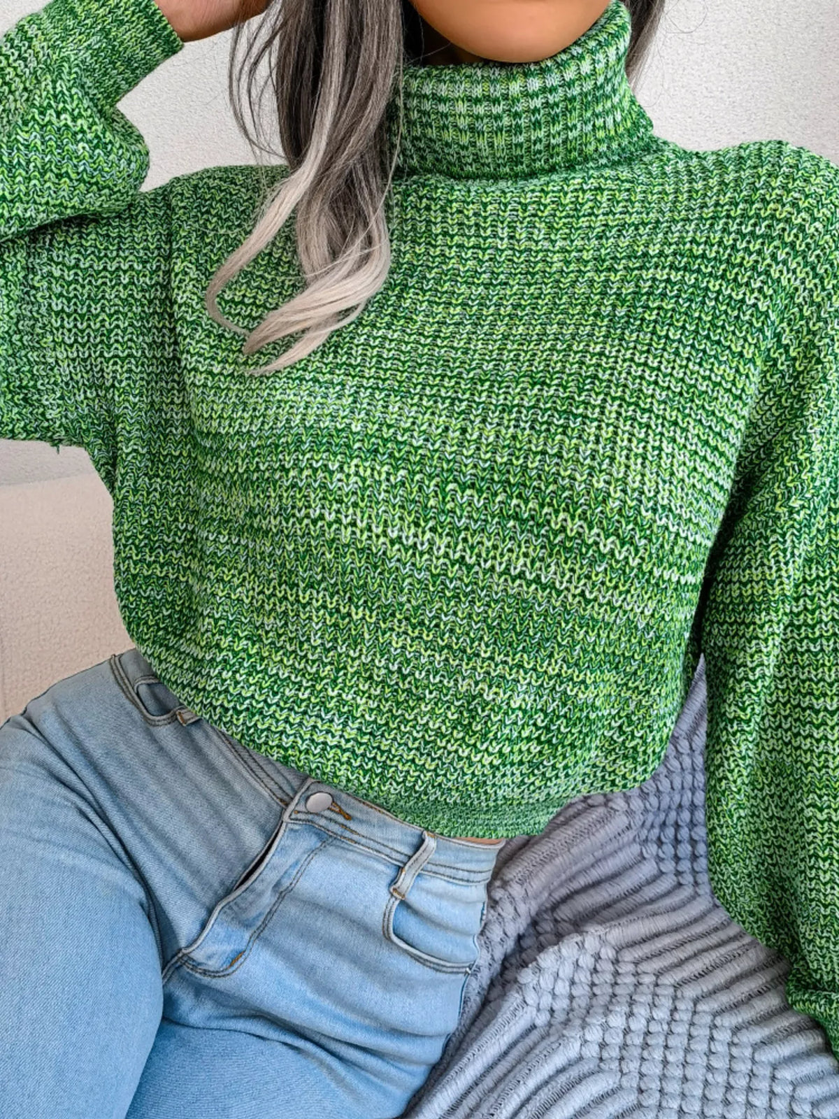 Turtleneck Dropped Shoulder Sweater
