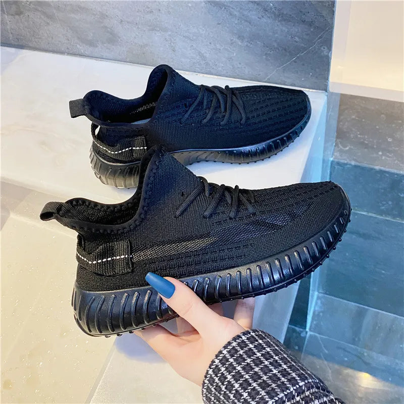 Mesh Lace-Up Platform Athletic Shoes - Lilixa.store