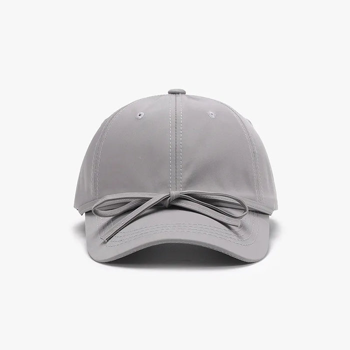 Tied Bow Cotton Baseball Cap in Gray