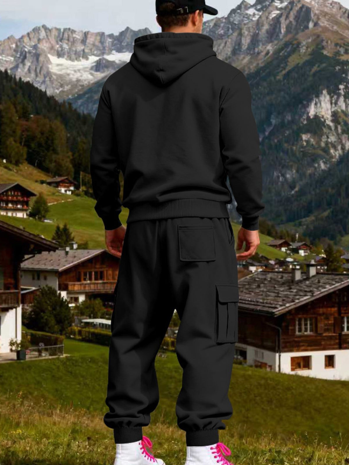 Men's Full Size Kangaroo Pocket Hoodie and Sweatpants Two-Piece Set Plus Size