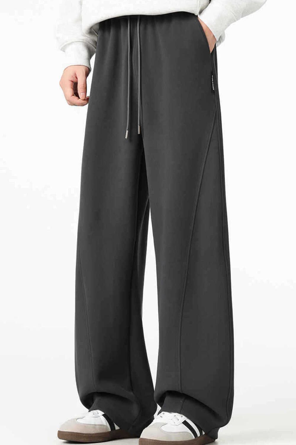 Men's Plus Size Loose Fit Casual Drawstring Pants in Gray