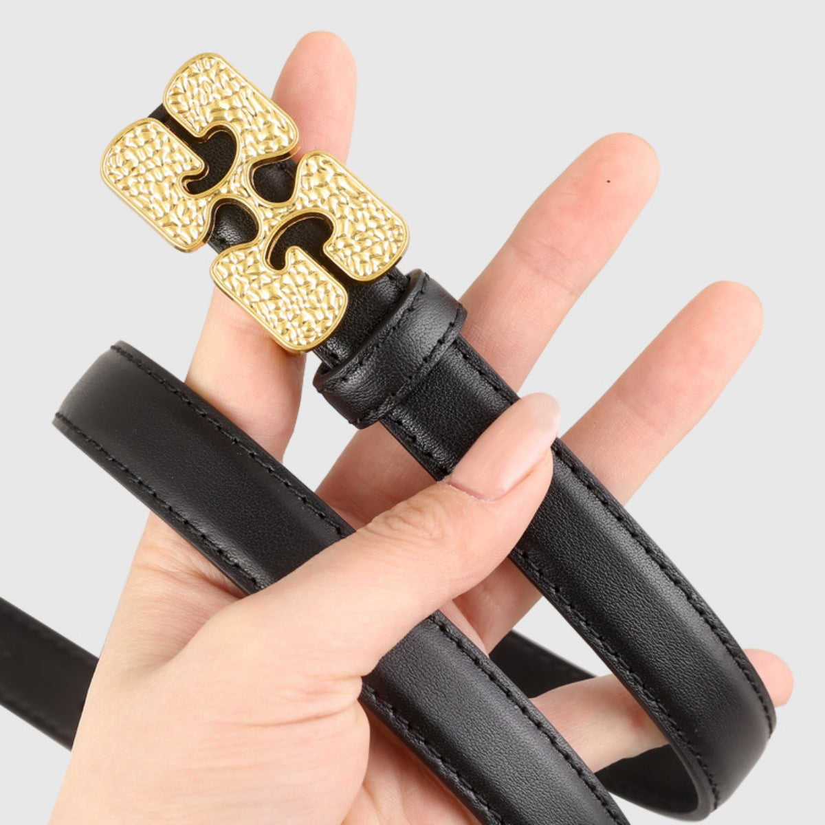 Gold Buckle Leather Belt - Lilixa.store