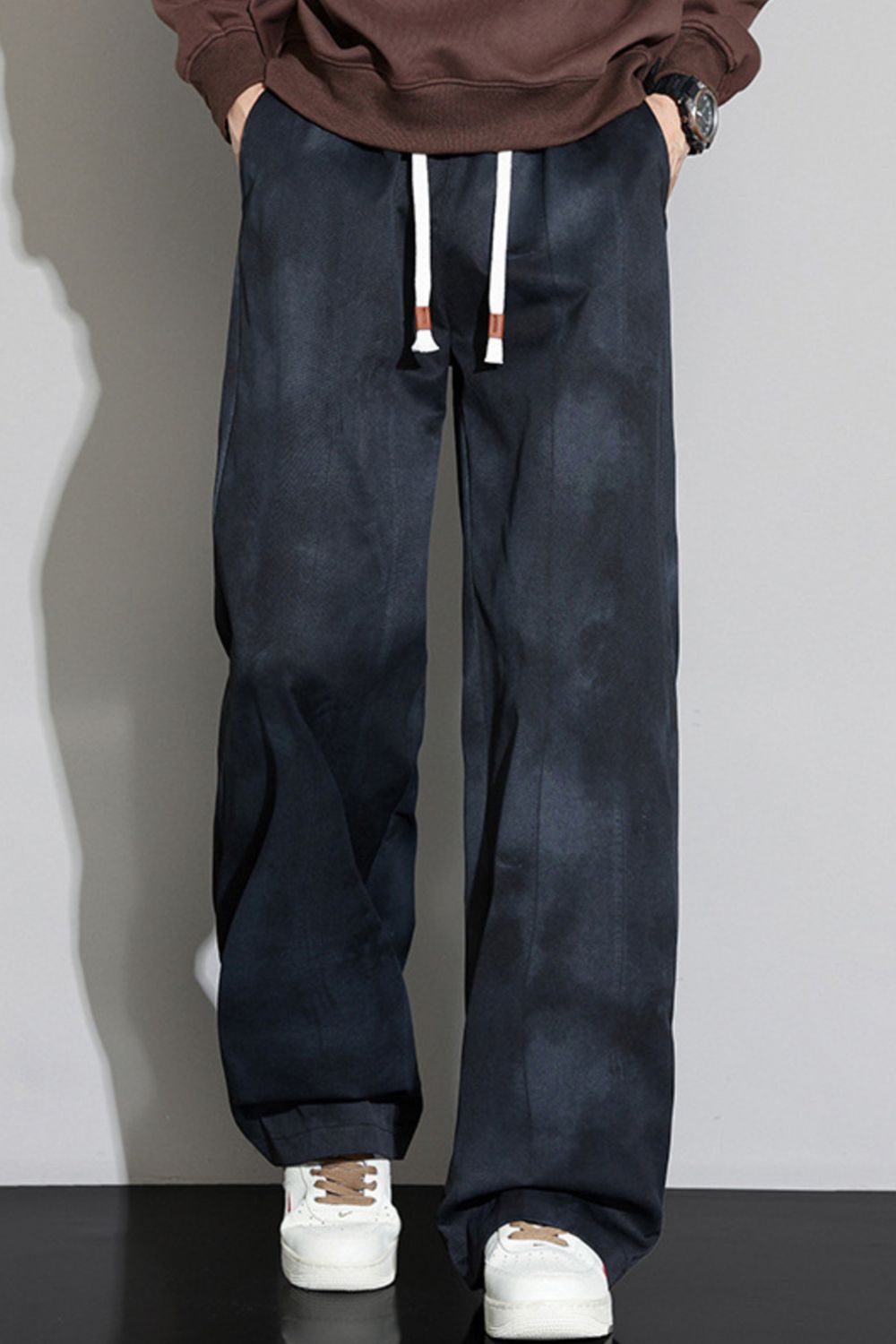 Men's Tie-Dye Loose Fit Casual Pants in Black