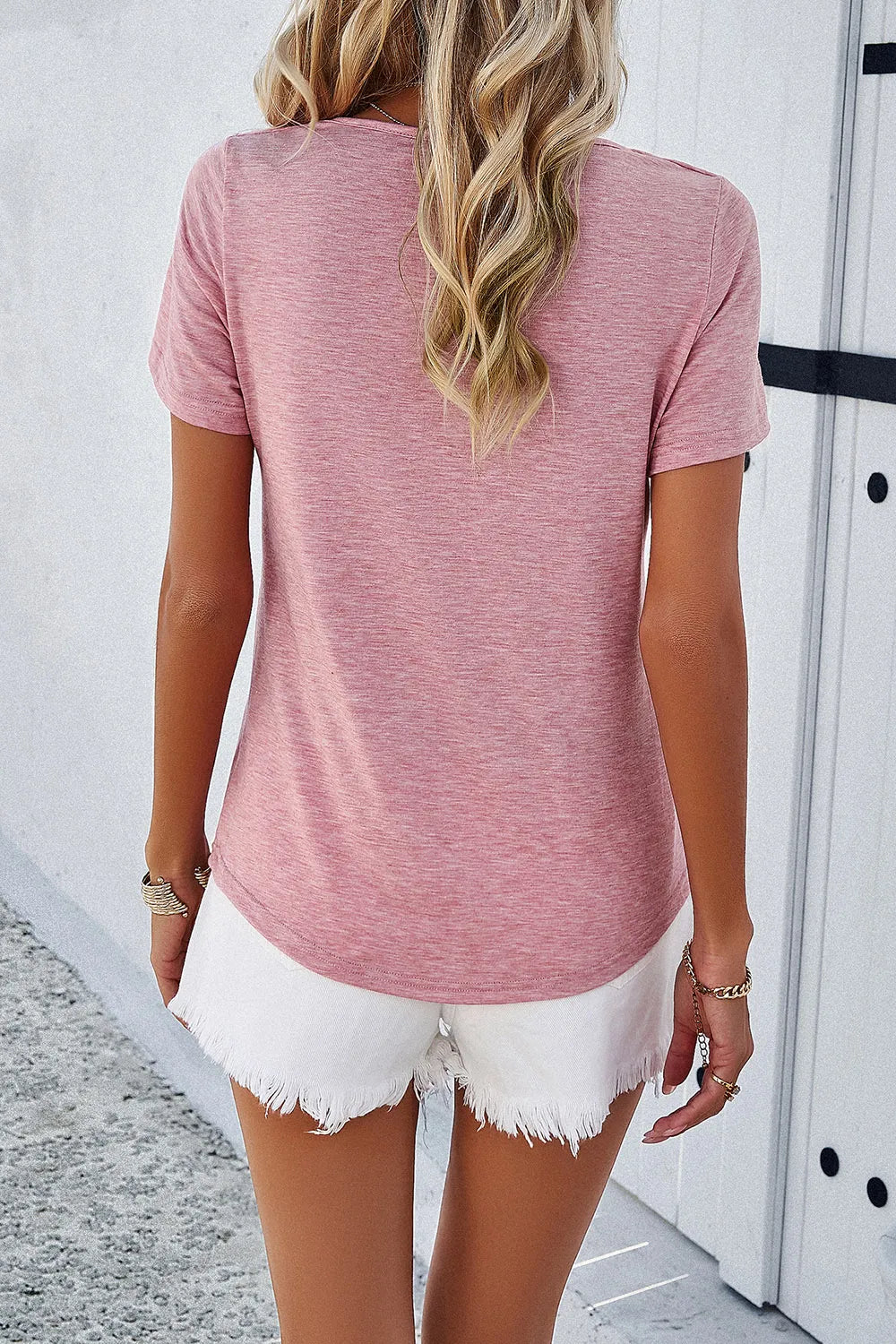 Devine V-Neck Short Sleeve T-Shirt - Lilixa.store