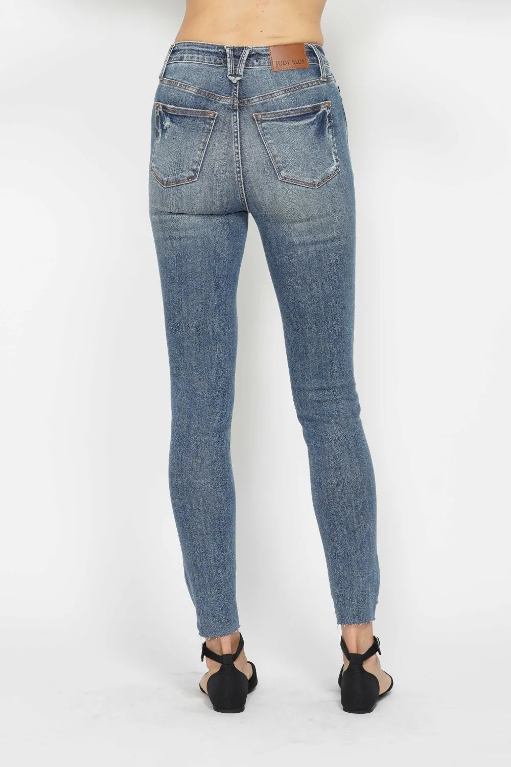 Judy Blue Full Size Tummy Control Vintage Wash Hem Destroy Skinny Jeans - Lilixa.store