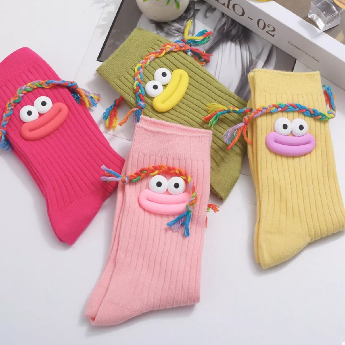 Cartoon Ribbed Knit Crew Socks - Lilixa.store