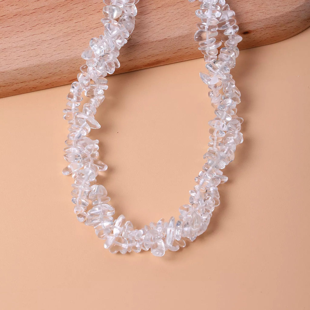 Irregular Glass Choker Necklace in White, view 7
