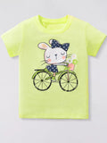 Children's Bunny Riding Bicycle Graphic T-Shirt - Lilixa.store