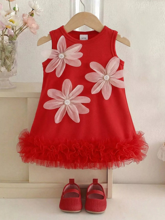 Children's Flower Sleeveless Round Neck Dress - Lilixa.store