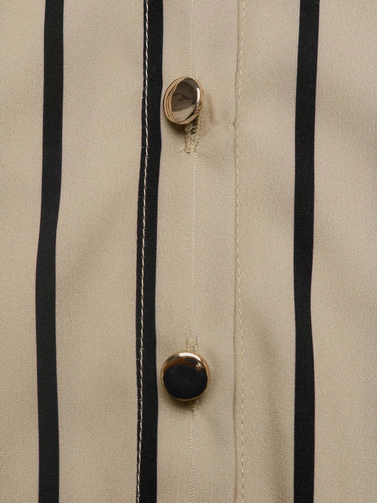 Striped Button-Down Shirt and High-Waisted Flare Pants Set in Khaki, view 9