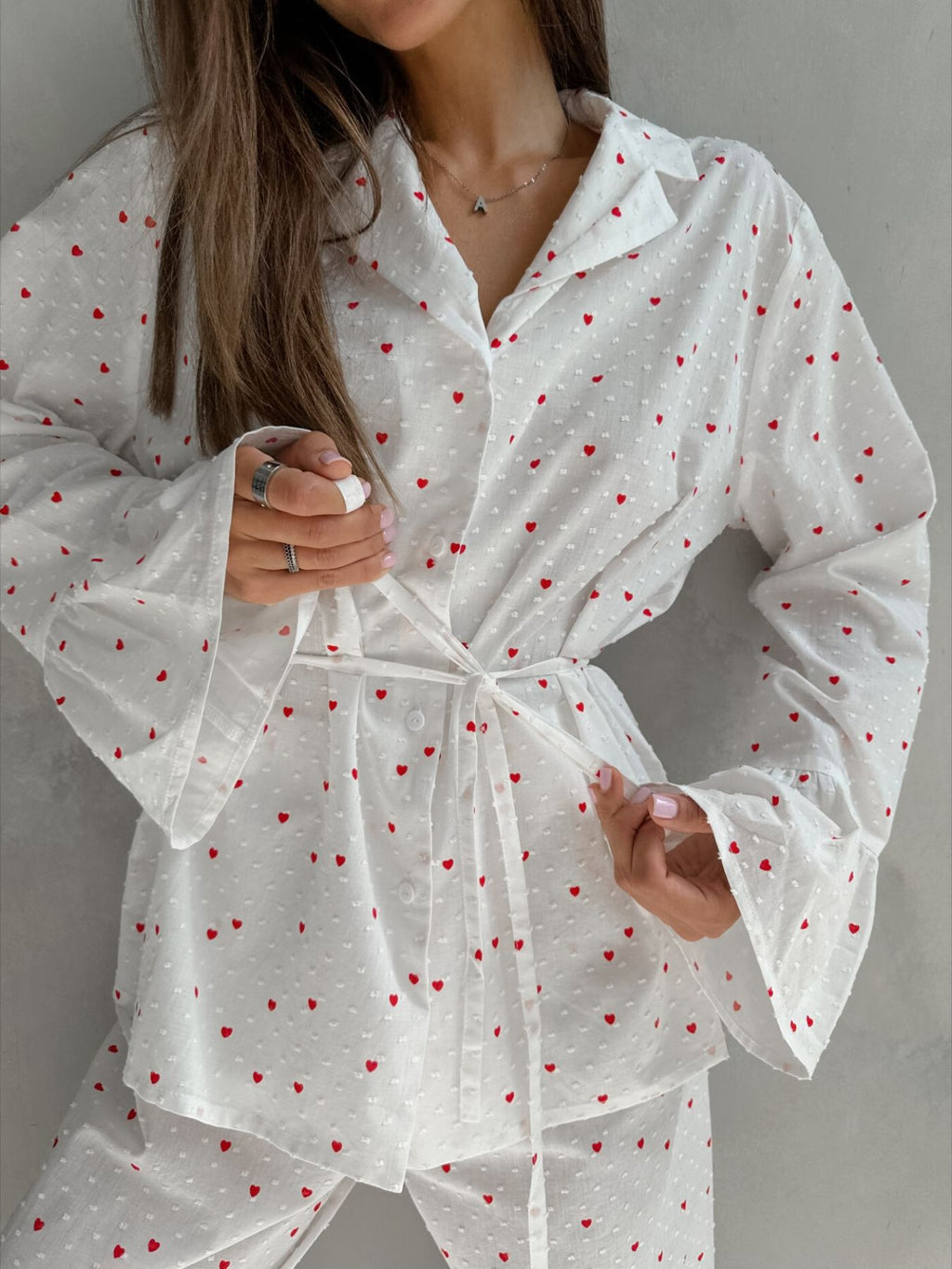 Heart Print Long Sleeve and Pants Lounge Set - Lilixa.store