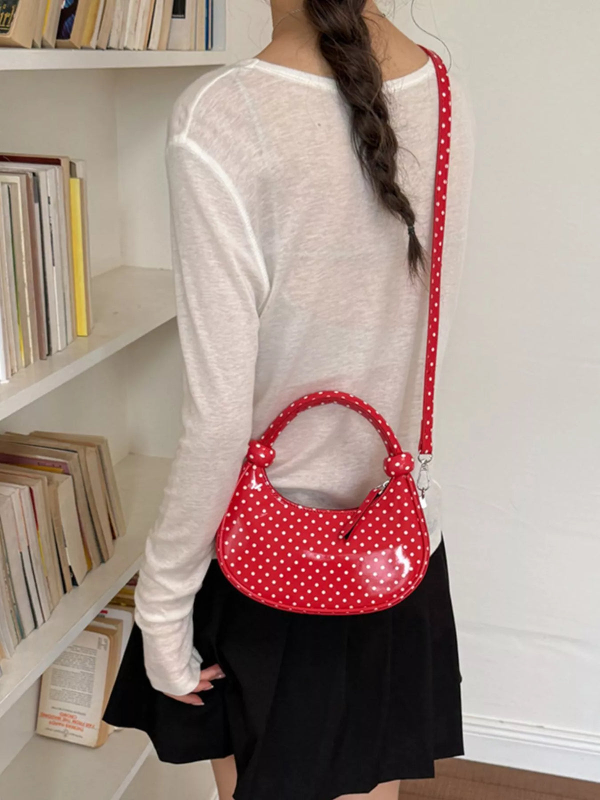 Polka Dot Crescent Crossbody Bag - Lilixa.store