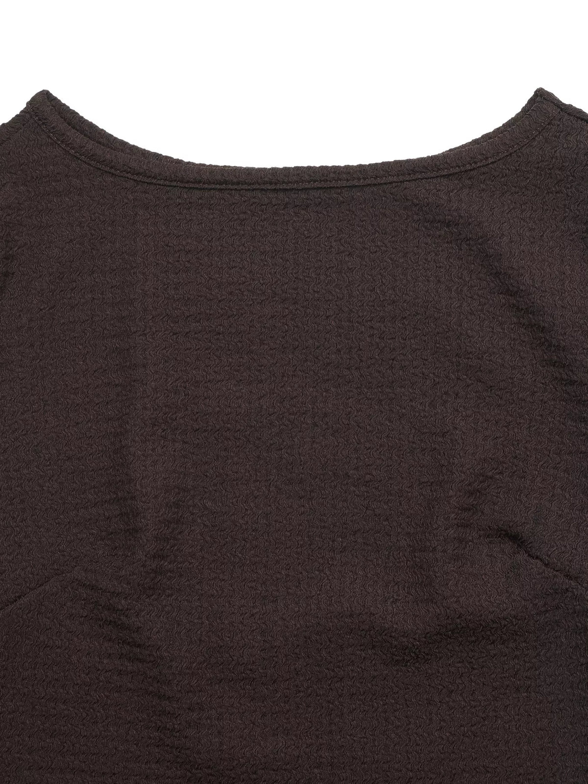 Long-Sleeve Waffle Knit Bodycon Mini Dress in Coffee Brown, view 8