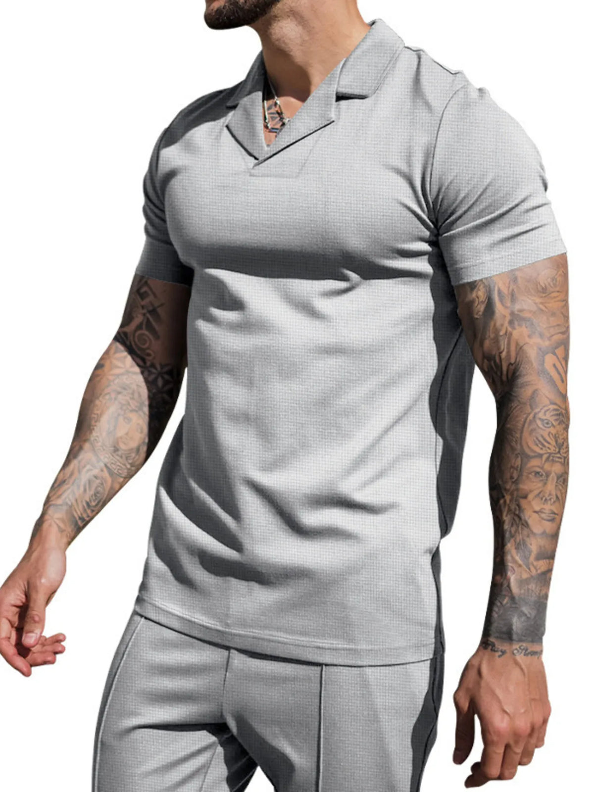 Men's Plus Size Short Sleeve Top and Shorts Set, view 4