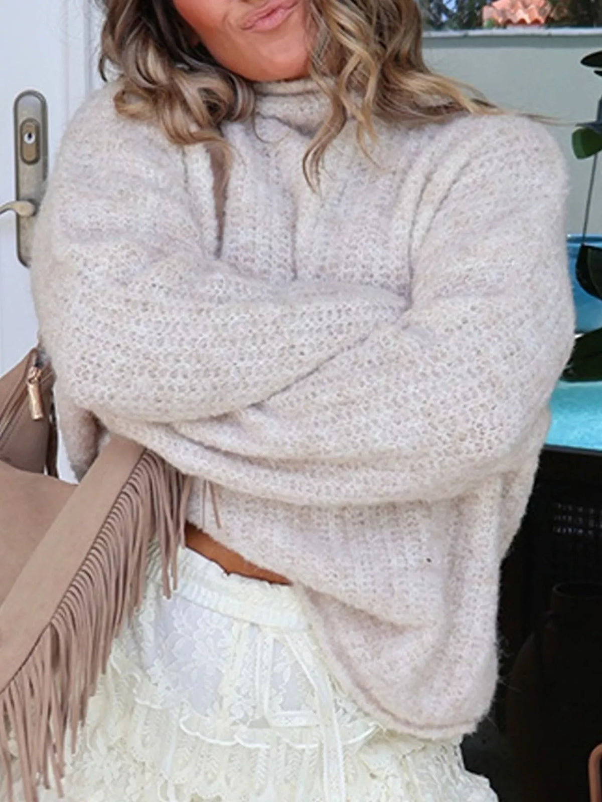 Mock Neck Chunky Knit Sweater