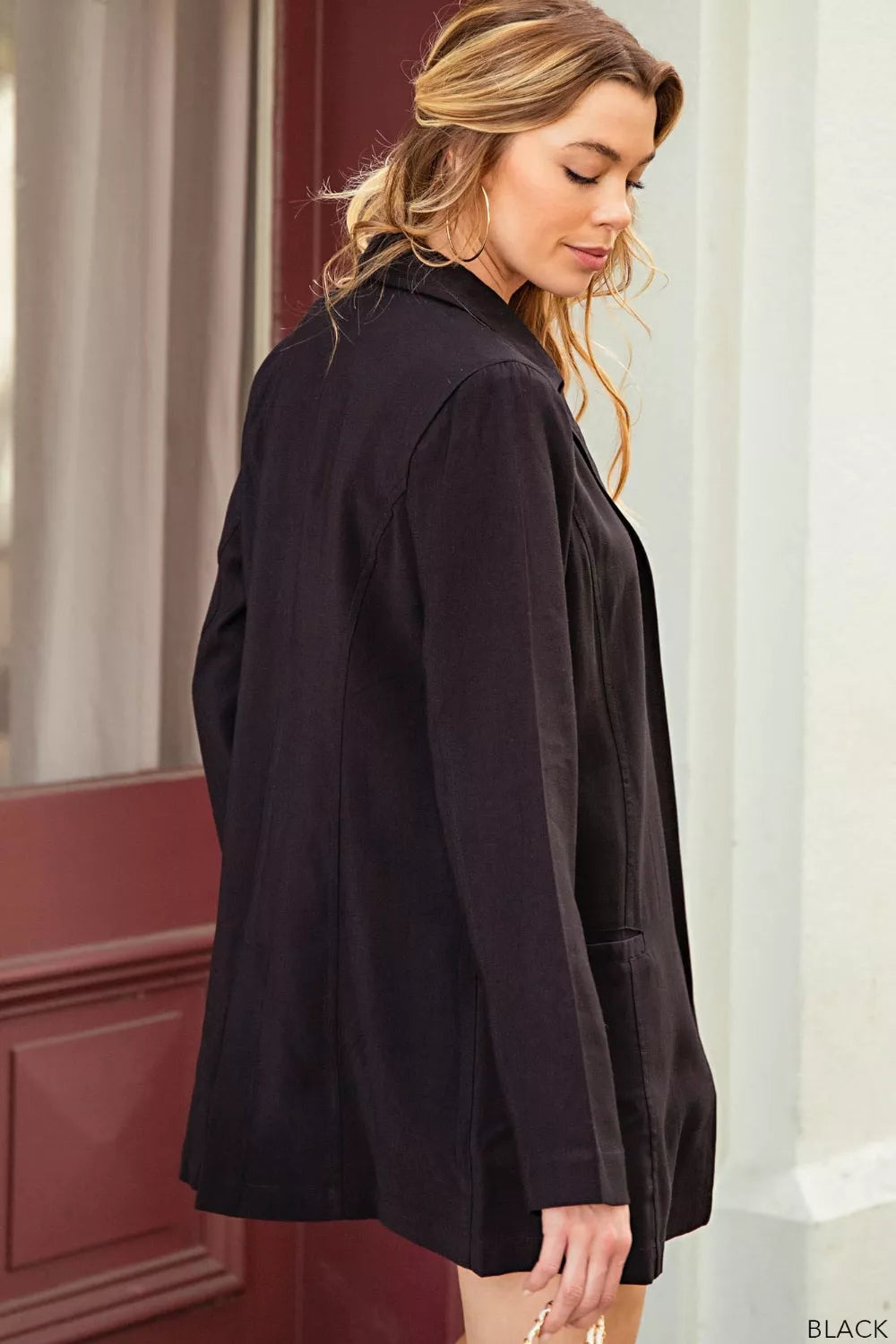Kori America Open Front Long Sleeve Blazer - Lilixa.store