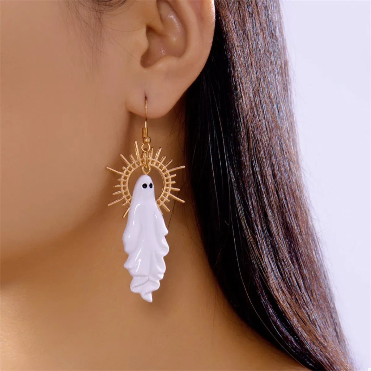 Halloween Sunburst Ghost Drop Earrings - Lilixa.store