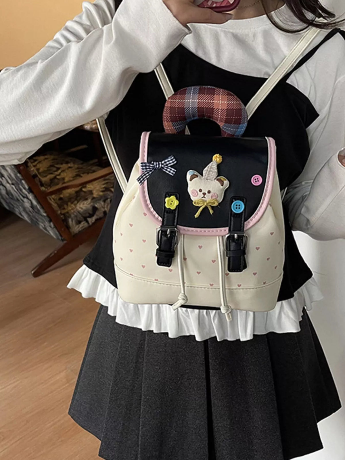 Cartoon Bear Decorated Backpack Bag - Lilixa.store
