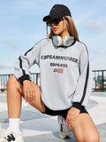 Letter Round Neck Long Sleeve Sweatshirt - Lilixa.store